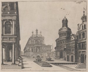 Hjørne av et palass med Colonnade og Circular Building