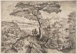 Soldiers at Rest Milites Requiescentes fra The Large Landscapes, ca. 1555-56 av Lucas van Doetecum