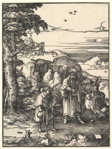 Abraham går for å ofre Isak, 1517-19. av Lucas van Leyden