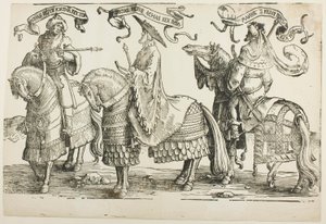 Akas, Hiskia, Manasse, plate fire, fra De tolv konger av Israel av Lucas van Leyden