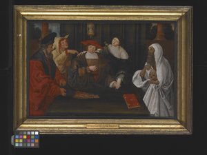 Allegory of Youth Crossing Between Fame And Folly (olje på tre) av Lucas van Leyden