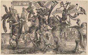 Arthur, Charles the Great (Charlemagne), Godfry av Bouillon av Lucas van Leyden