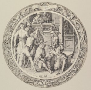 Kristus kronet med torner, fra Circular Passion, 1509. av Lucas van Leyden