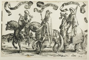 David, Salomo, Rehabeam, plate én, fra De tolv konger av Israel av Lucas van Leyden