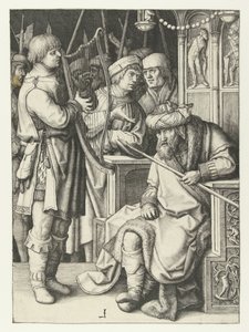 David spiller harpe for Saul av Lucas van Leyden