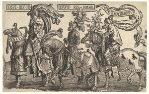 Joshua, David og Judas Maccabee, fra The Nine Heroes, ca. 1520. av Lucas van Leyden