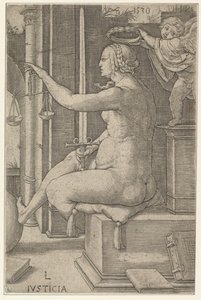 Rettferdighet, fra serien The Virtues, 1530. av Lucas van Leyden