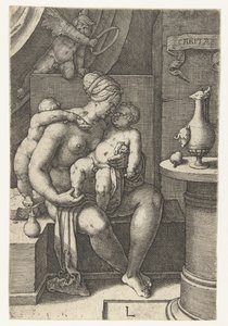 Kjærlighet Caritas (tittel på objekt) Seven Virtues (serietittel) av Lucas van Leyden