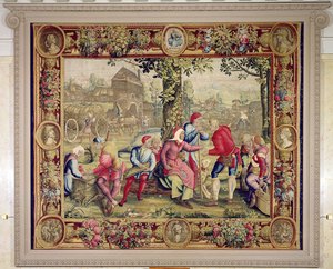 Paying the Harvesters, Gobelins Workshop (teppe) av Lucas van Leyden