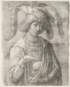 Portrett av en ung mann med en hodeskalle av Lucas van Leyden