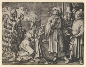 Potifars kone anklaget Josef, 1512. av Lucas van Leyden