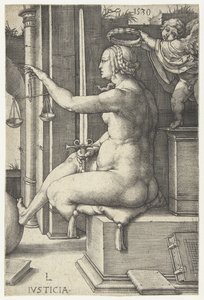 Rettferdighet Iusticia (tittel på objekt) Seven Virtues (serietittel) av Lucas van Leyden