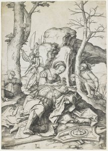 Samson og Delila, ca. 1508 av Lucas van Leyden