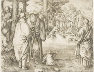 Kristi dåp i elven Jordan av Lucas van Leyden