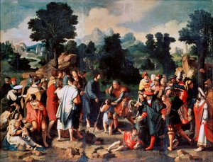 The Healing of Blind Man of Jericho, Sentralpanel, 1531. av Lucas van Leyden
