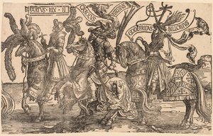 De ni heltene: Arthur, Charles the Great (Charlemagne), Godfrey of Bouillon av Lucas van Leyden