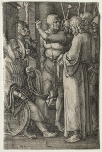 Lidenskapen: Kristus før ypperstepresten, 1521. av Lucas van Leyden