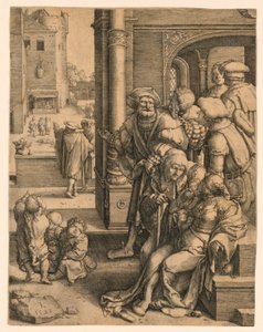 Poeten Virgil hengt i en kurv av Lucas van Leyden