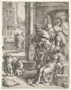 Poeten Virgil hengt i en kurv av Lucas van Leyden