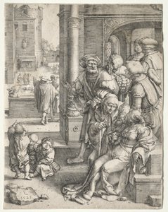 Poeten Virgil suspendert i en kurv, 1525. av Lucas van Leyden
