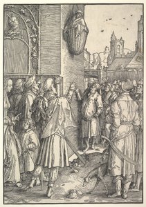 Poeten Virgil i en kurv, 1512. av Lucas van Leyden