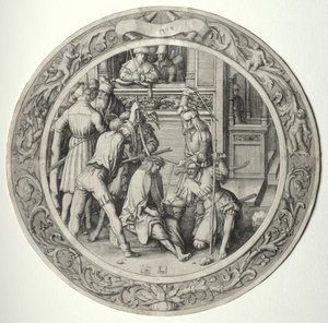 Den runde lidenskapen: Kristus kronet med torner av Lucas van Leyden