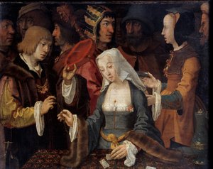 Kortskytterne Maling av av Lucas van Leyden