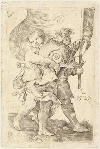 To gutter med hjelm og standard, 1527. av Lucas van Leyden