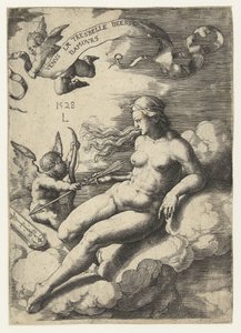 Venus og Amor Venus la tresbelle deese damours (tittel på objekt) av Lucas van Leyden