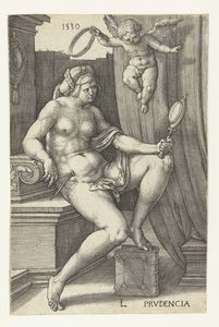 Forsiktig Prudencia (tittel på objekt) Seven Virtues (serietittel) av Lucas van Leyden