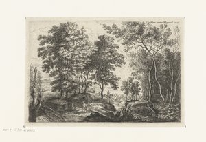 Landskap med en bekk gjennom en skog Seks landskap (serietittel) av Lucas van Uden