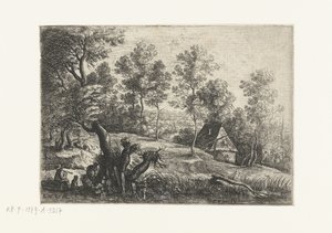 Landskap med hus og brønn Fem landskap (serietittel) av Lucas van Uden