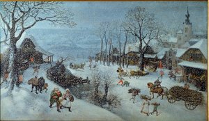 Vinter. En landsby under snøen (maleri
