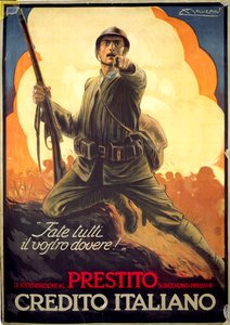 Italiensk propagandaplakat som annonserer krigsobligasjoner