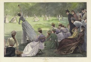 Lady Cricketers: A Good Catch (farget gravering)