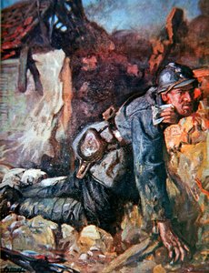 Såret budbringer i slaget ved Verdun av Lucien Hector Jonas