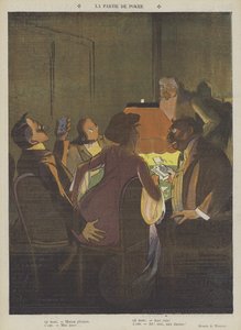 Pokerspillet (farge litho) av Lucien Henri Weiluc