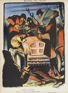 Satire på motorløpet Paris-Madrid i 1903. Illustrasjon for Le Rire