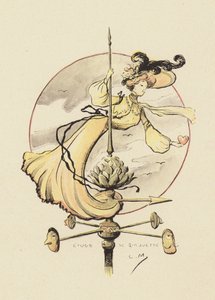 Studie av en værhane (farge litho) av Lucien Metivet