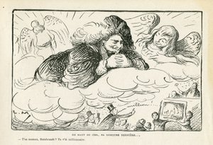 illustrasjon i Le Rire, 21/06/13 - Fra toppen av himmelen, hans siste hvilested (gravering) av Lucien Metivet