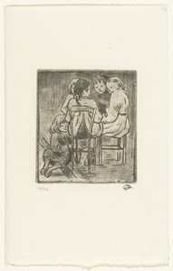 Gruppe på fem sittende jenter av Lucien Pissarro