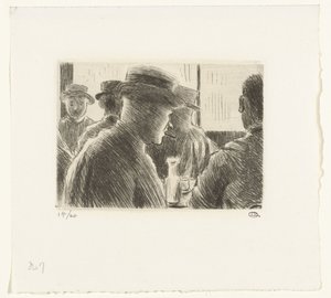 Menn på en kafé av Lucien Pissarro