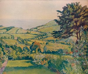 Havutsikt, fiskedammer, 1915, c1932 av Lucien Pissarro