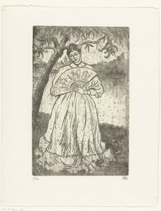 Kvinne med vifte av Lucien Pissarro