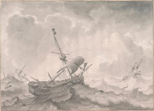 L.Backhuysen, skip på stormfull sjø av Ludolf Backhuysen
