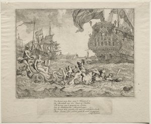 Personifiseringen av Amsterdam-kjøring i Neptunes-vogn, 1701. av Ludolf Backhuysen