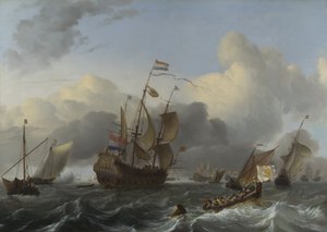 Flaggskip Eendracht og en flåte av nederlandske krigsmenn, ca. 1670