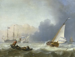 Røft hav med en nederlandsk yacht Røft hav med en nederlandsk yacht under seil