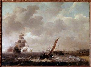 Havet ved Helder i Holland Maleri av Ludolf Backhuysen (1631-1708)