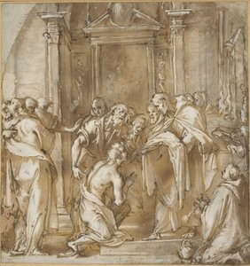 Saint Vincent Ferrer tar klærne sine av Ludovico Cardi called Cigoli